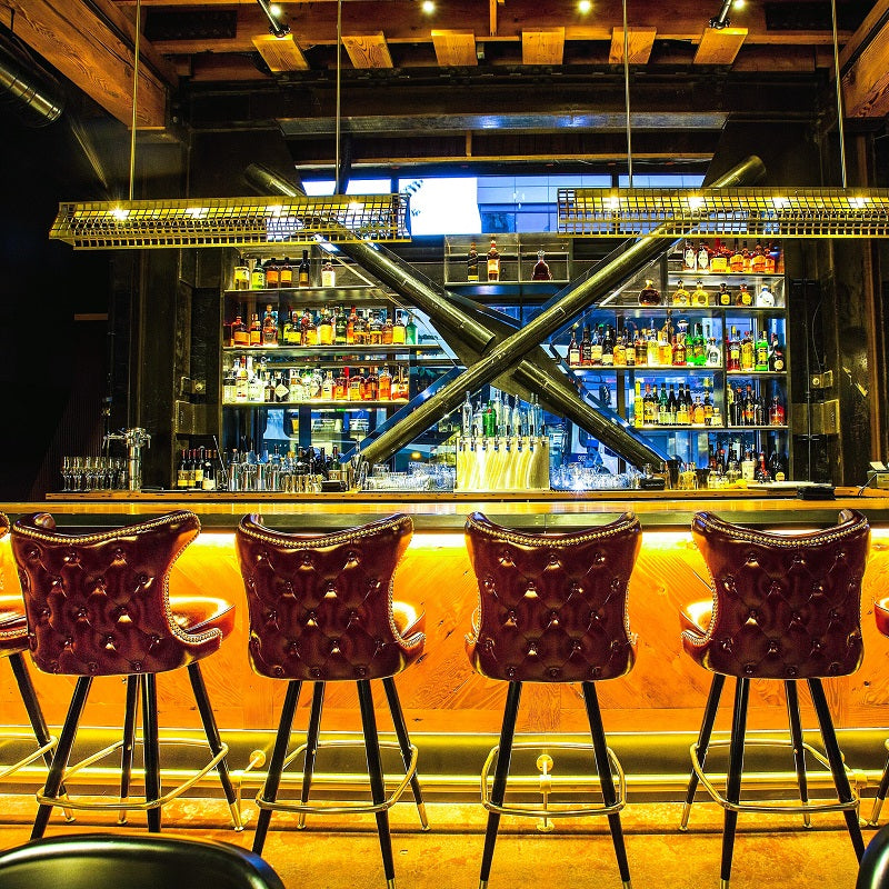 Button Tufted Cowboy Bar Stool