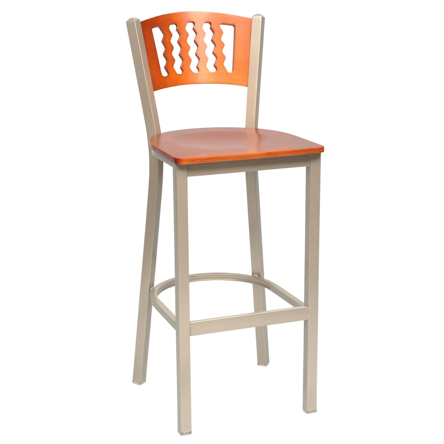 Slot Wood Back Metal Bar Stool-Richardson Seating