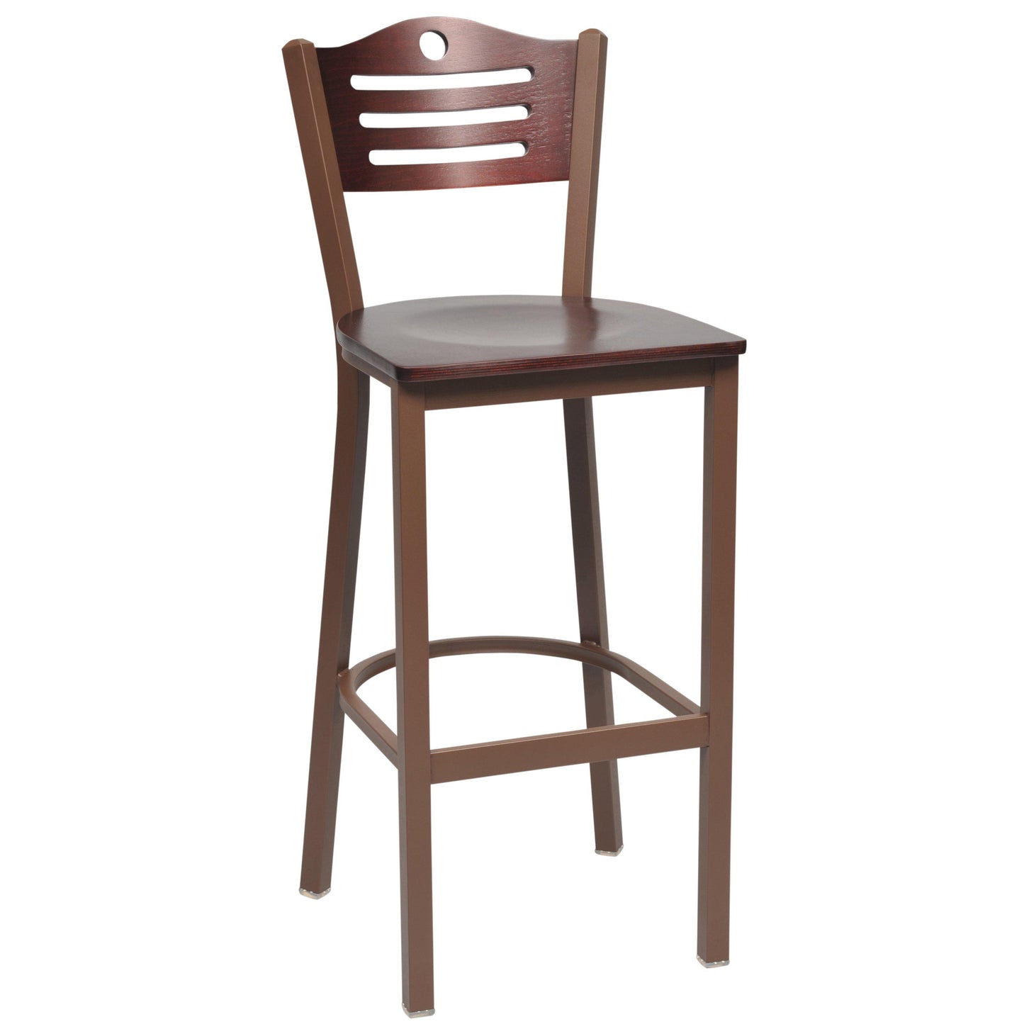 Slot Wood Back Metal Bar Stool-Richardson Seating