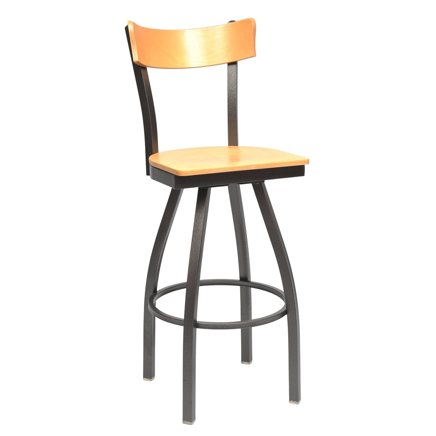 Swivel Metal Bar Stool with Wood Back-Richardson Seating