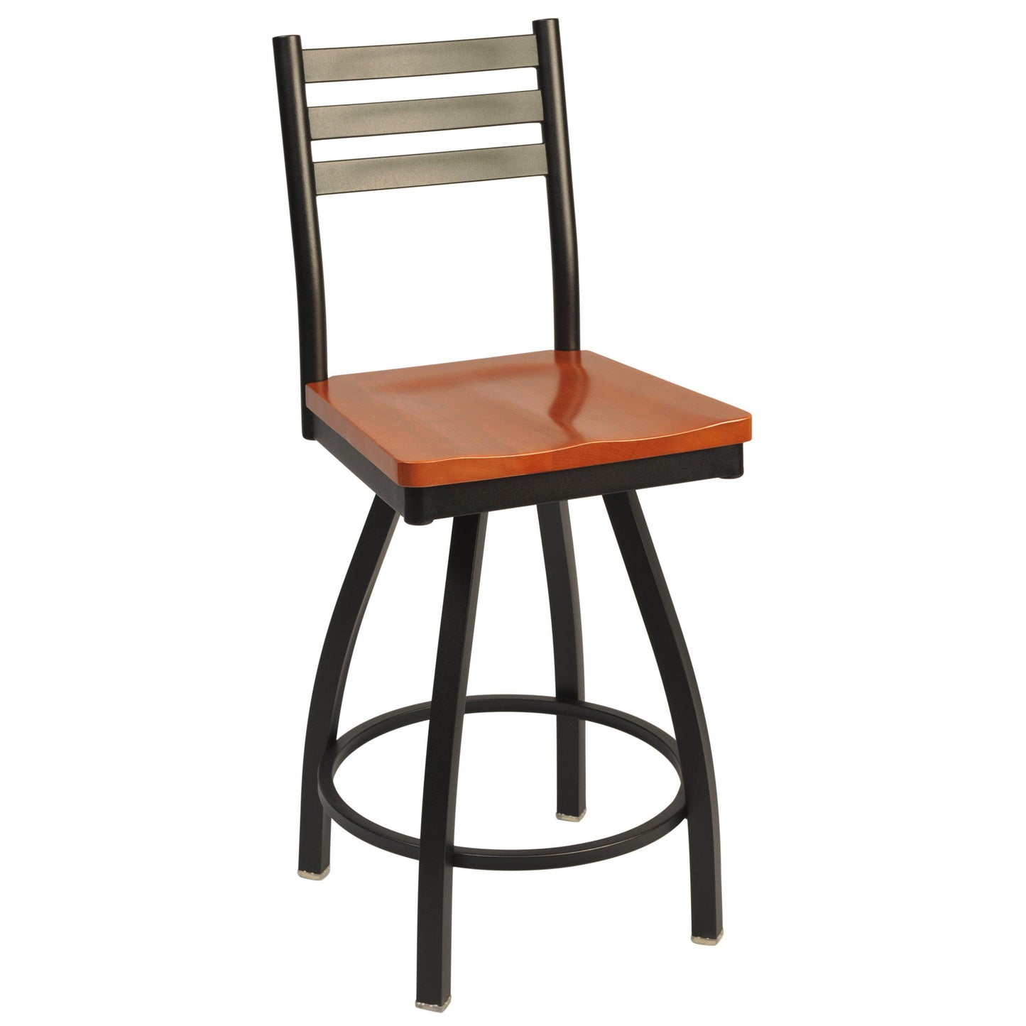 Swivel Metal Bar Stool with Wood Back-Richardson Seating