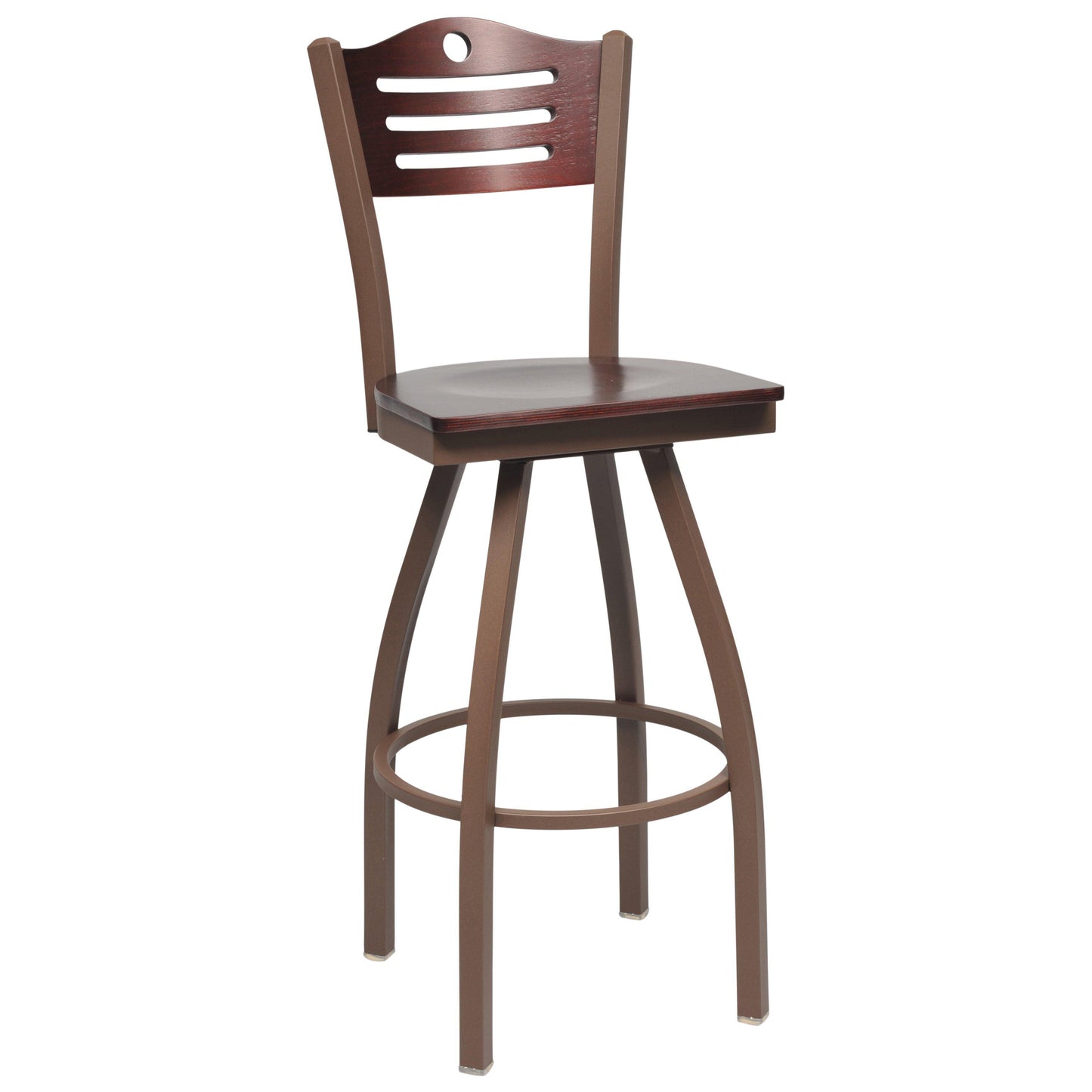 Swivel Metal Bar Stool with Wood Back-Richardson Seating