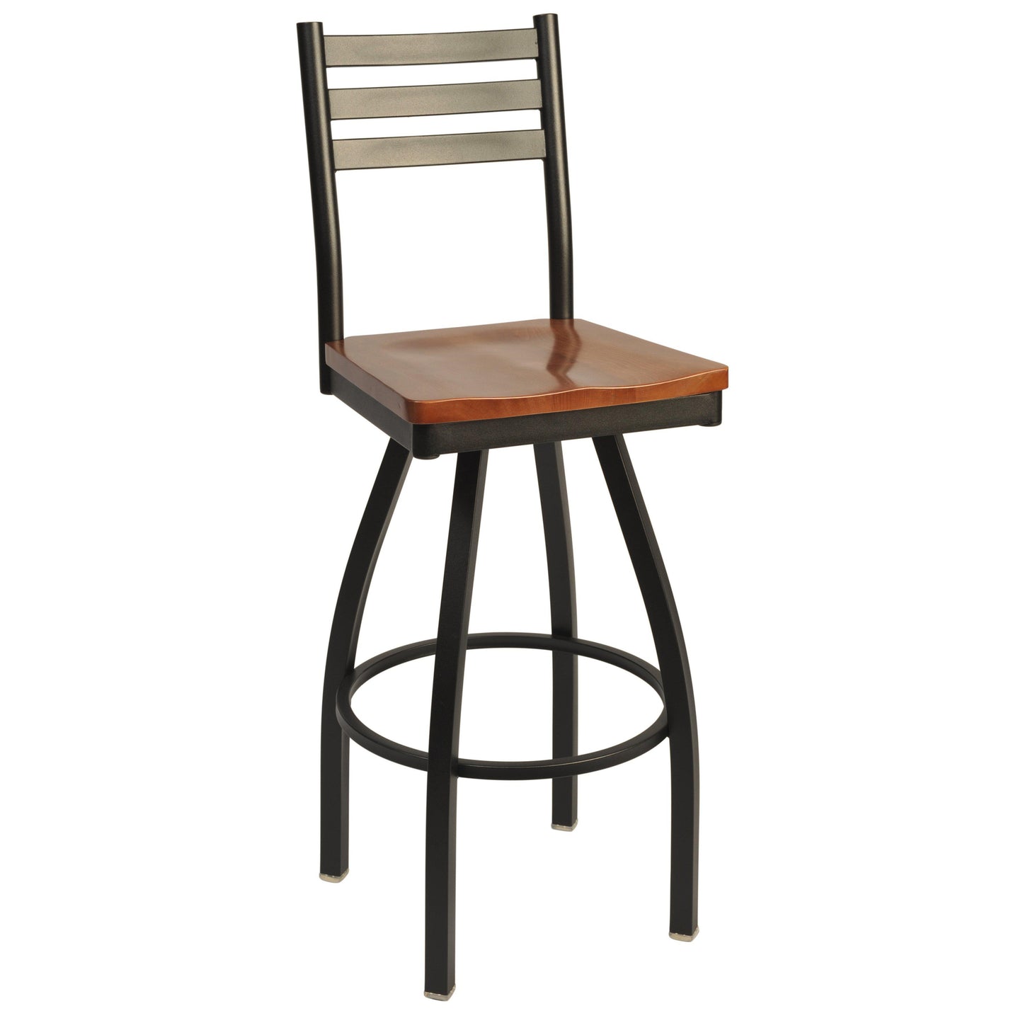 Swivel Metal Bar Stool with Wood Back-Richardson Seating