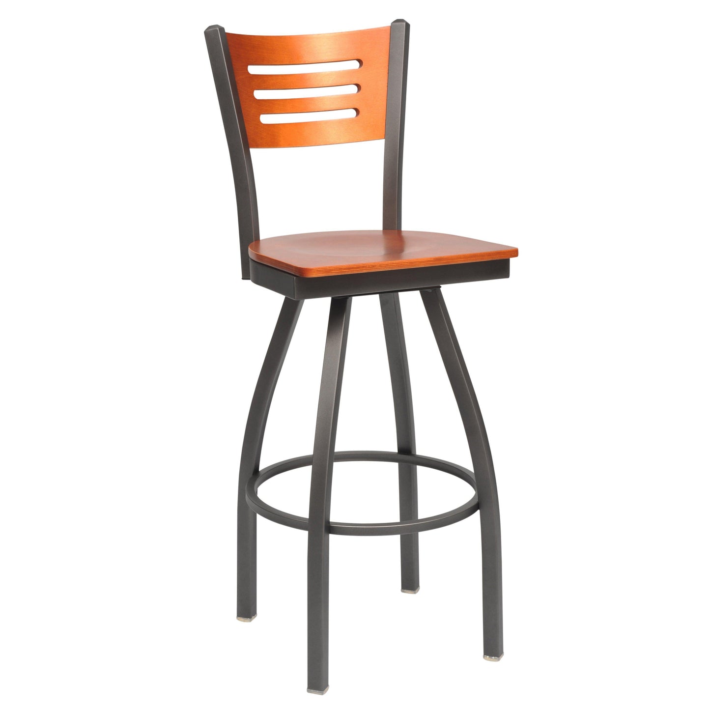 Swivel Metal Bar Stool with Wood Back-Richardson Seating