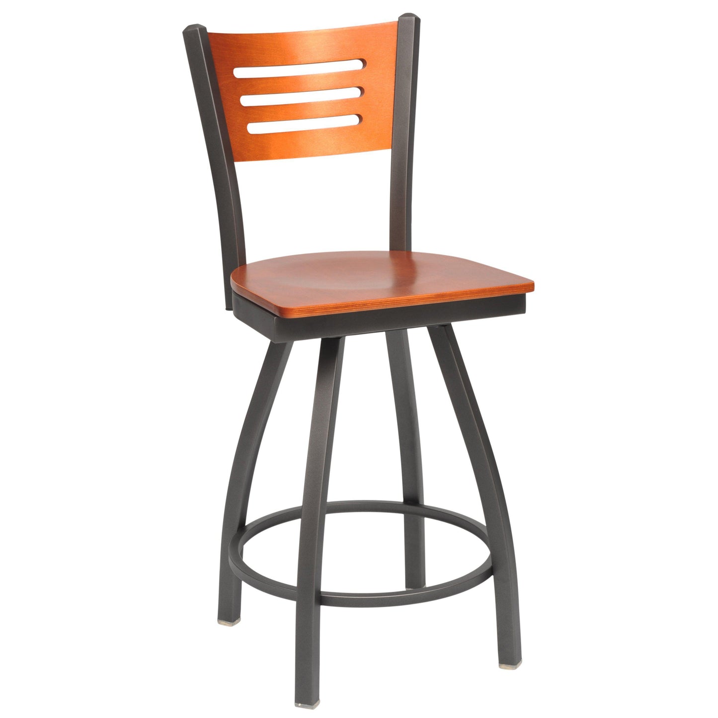 Swivel Metal Bar Stool with Wood Back-Richardson Seating