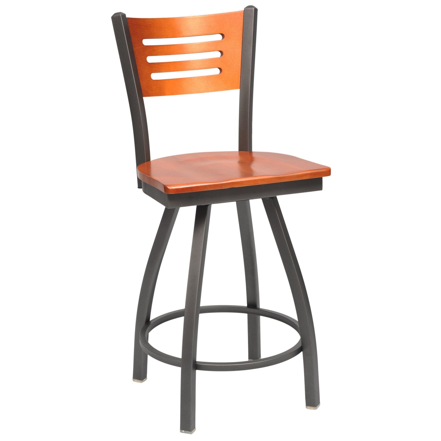 Swivel Metal Bar Stool with Wood Back-Richardson Seating