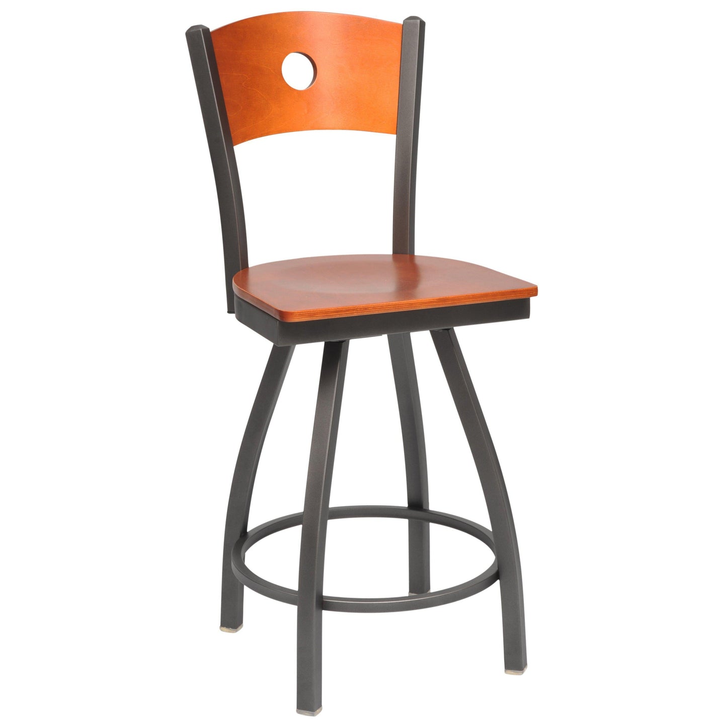 Swivel Metal Bar Stool with Wood Back-Richardson Seating