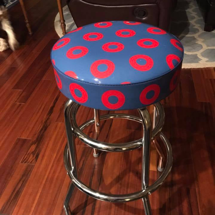 Donut Bar Stool - Blue with Red Donuts