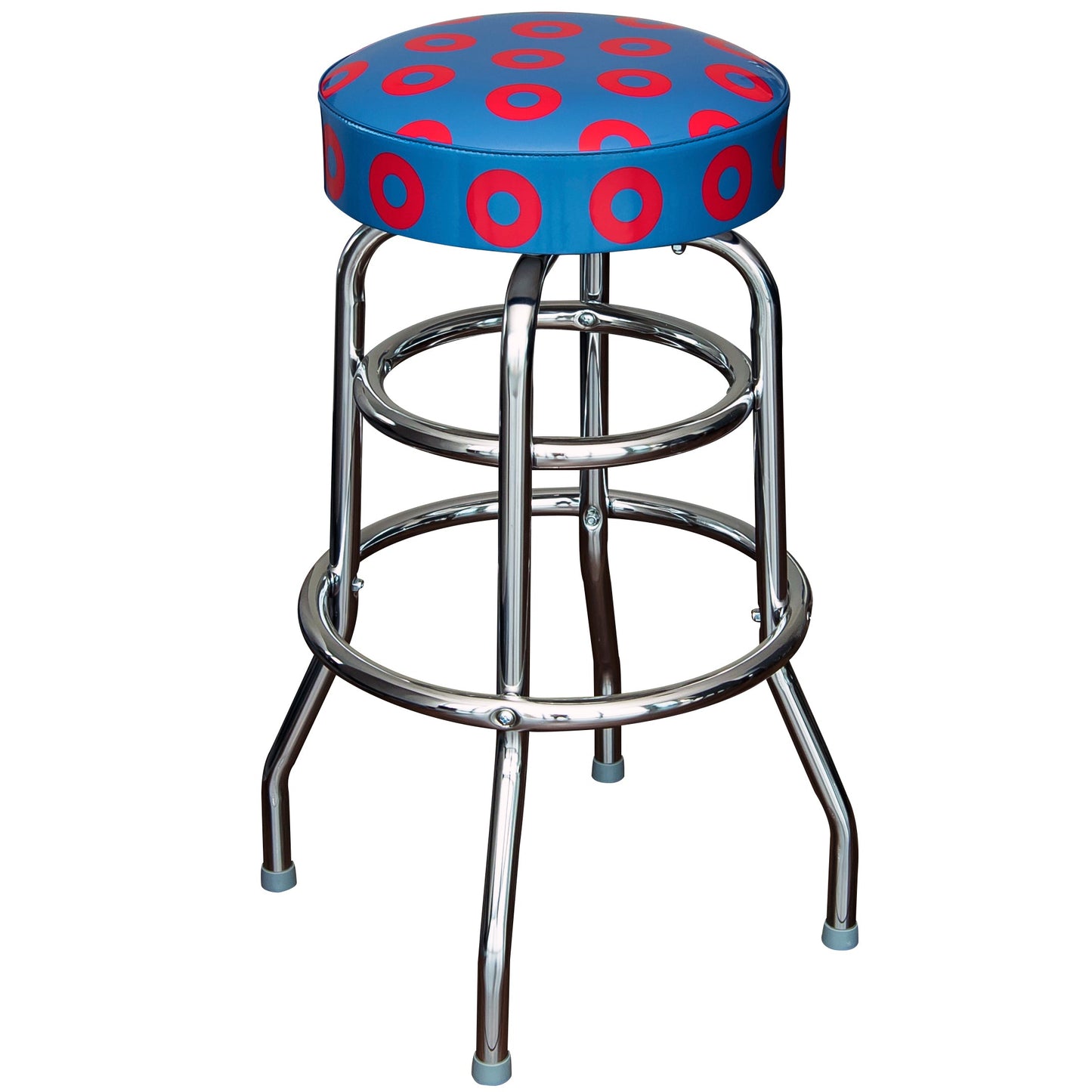 Donut Bar Stool - Blue with Red Donuts