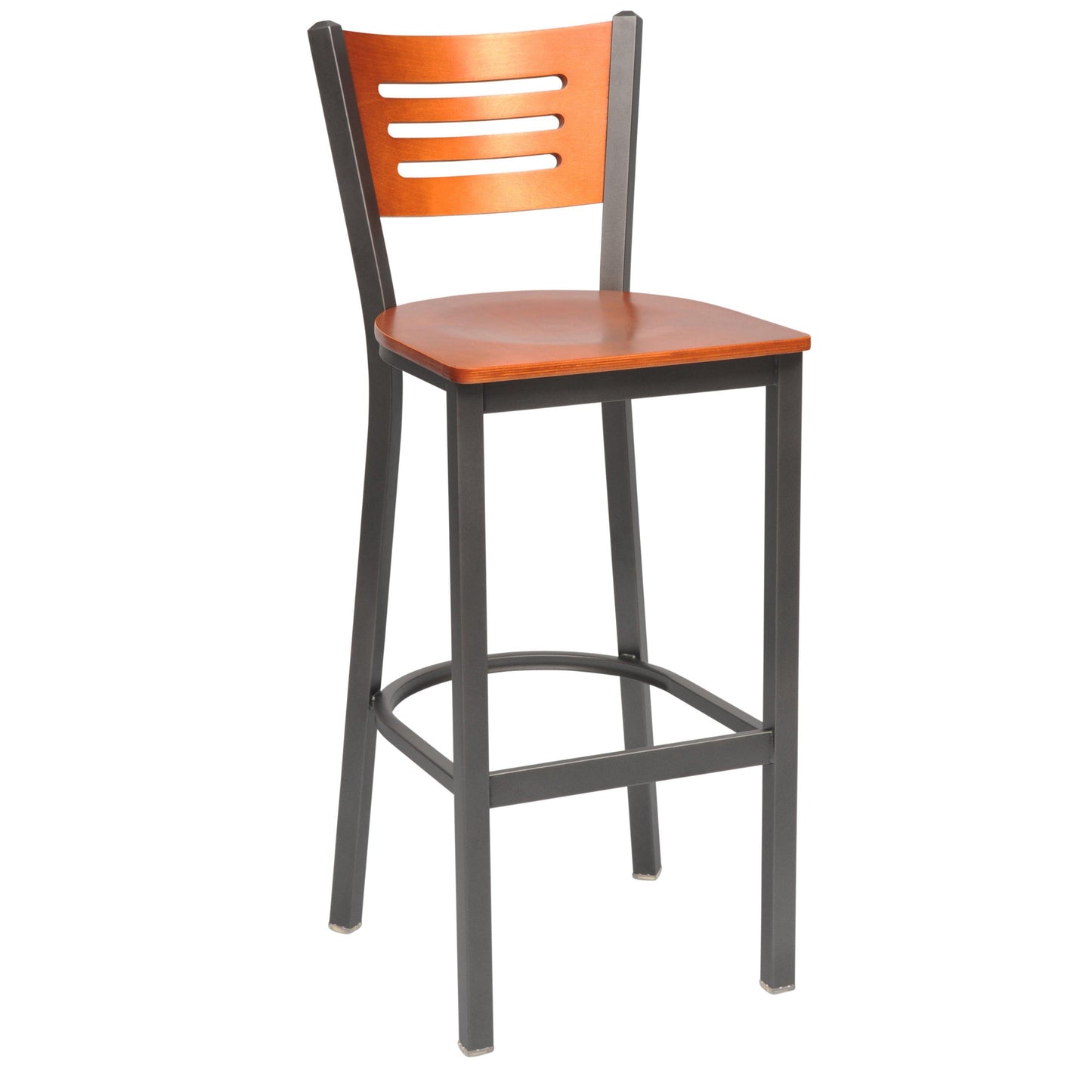 Slot Wood Back Metal Bar Stool-Richardson Seating