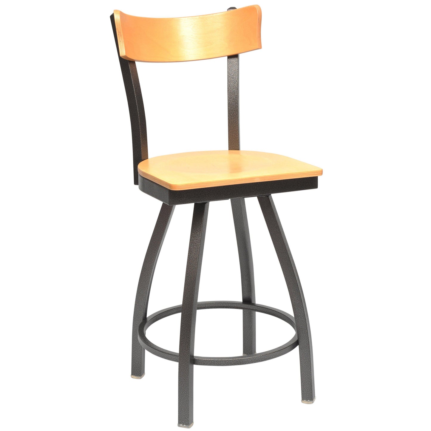 Swivel Metal Bar Stool with Wood Back-Richardson Seating