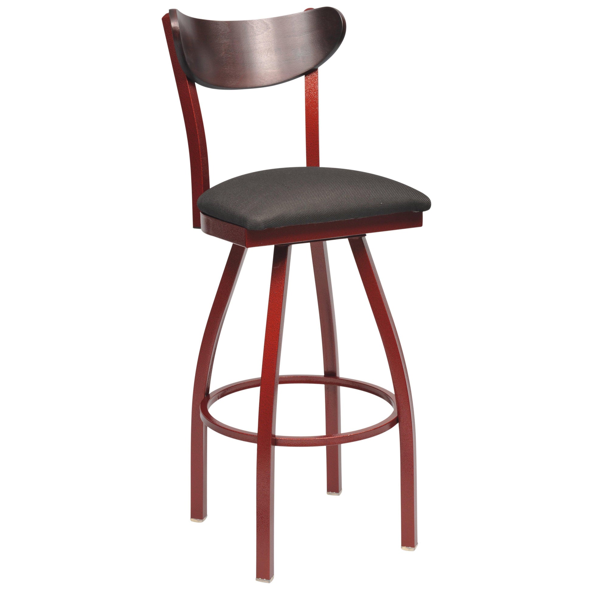 Swivel Metal Bar Stool with Wood Back-Richardson Seating