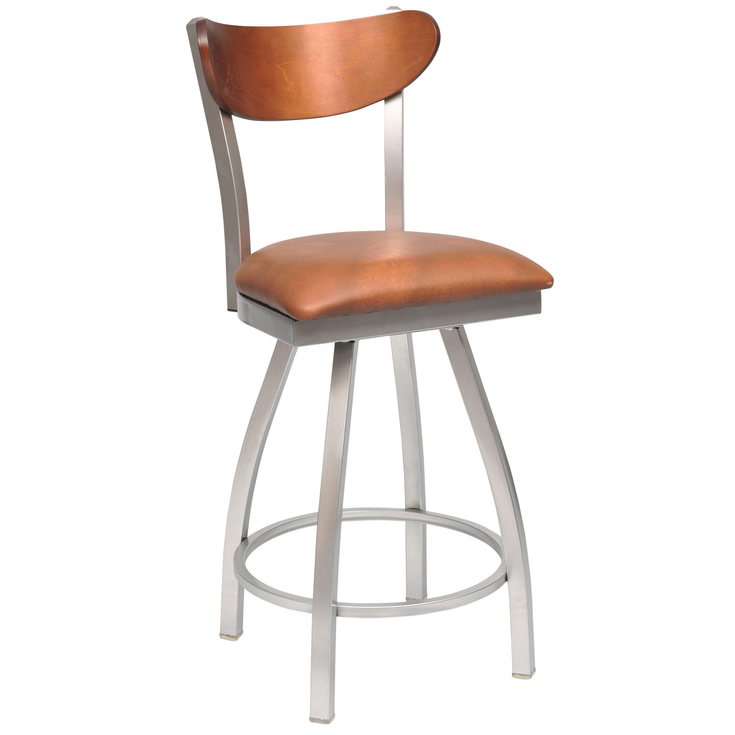 Swivel Metal Bar Stool with Wood Back-Richardson Seating