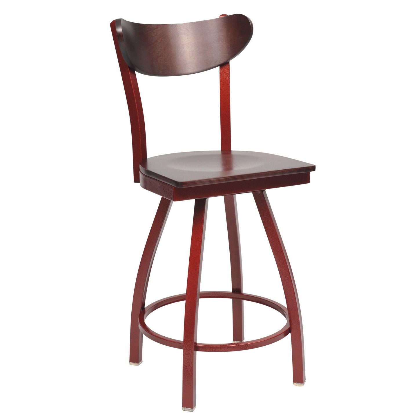 Swivel Metal Bar Stool with Wood Back-Richardson Seating