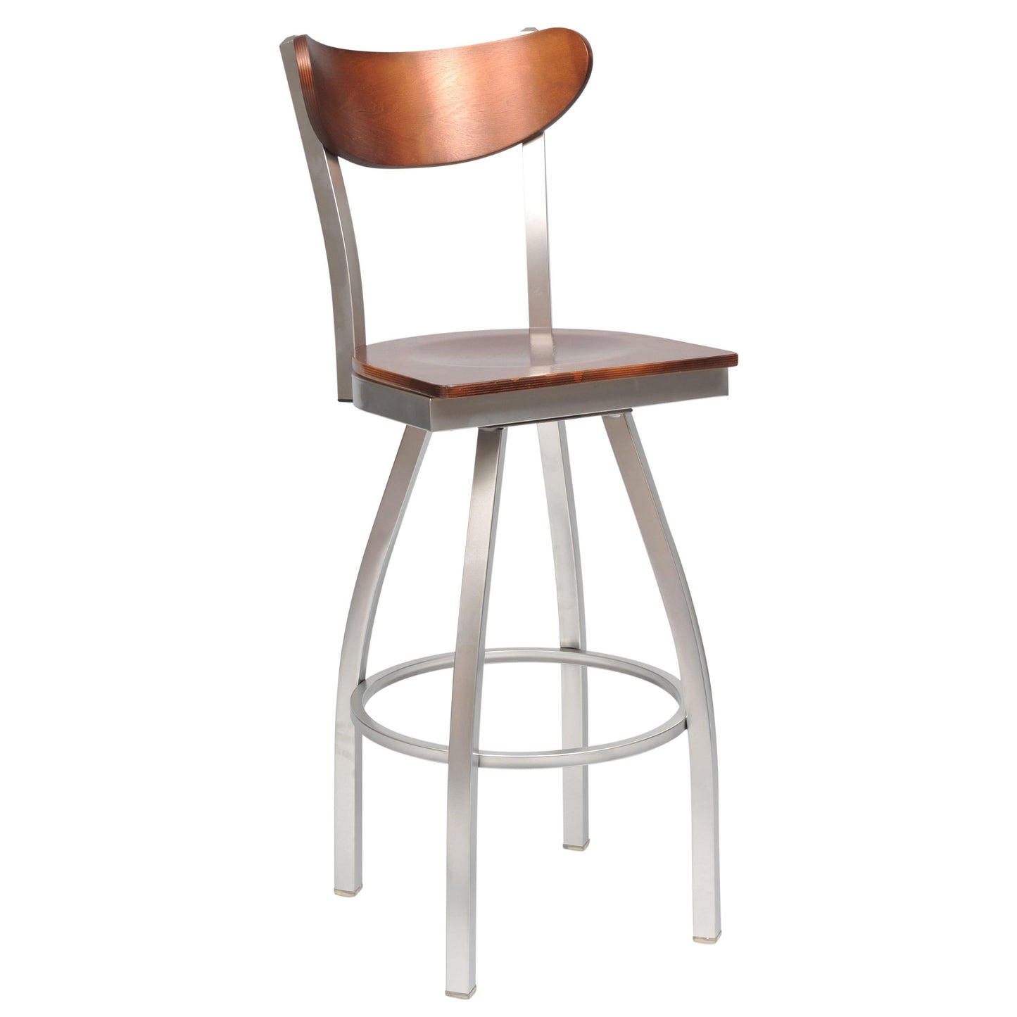 Swivel Metal Bar Stool with Wood Back-Richardson Seating