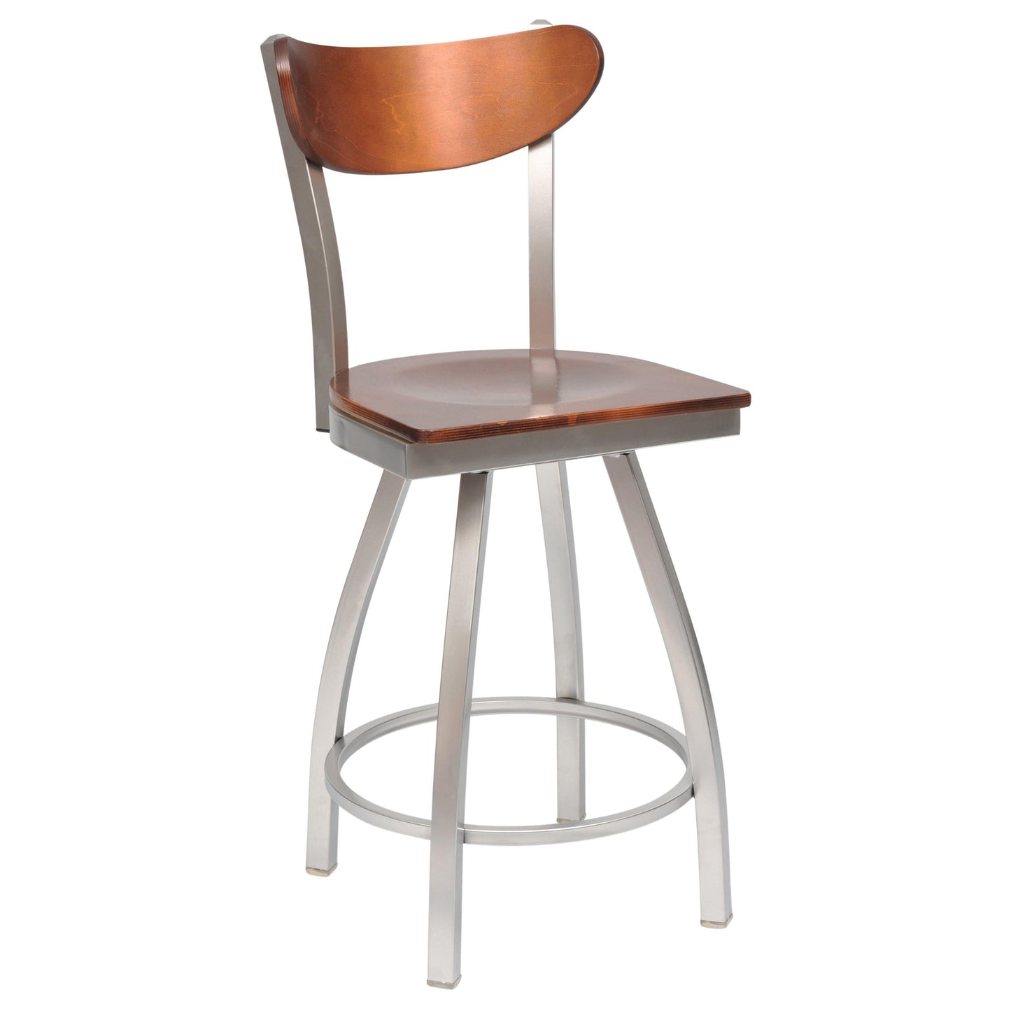 Swivel Metal Bar Stool with Wood Back-Richardson Seating