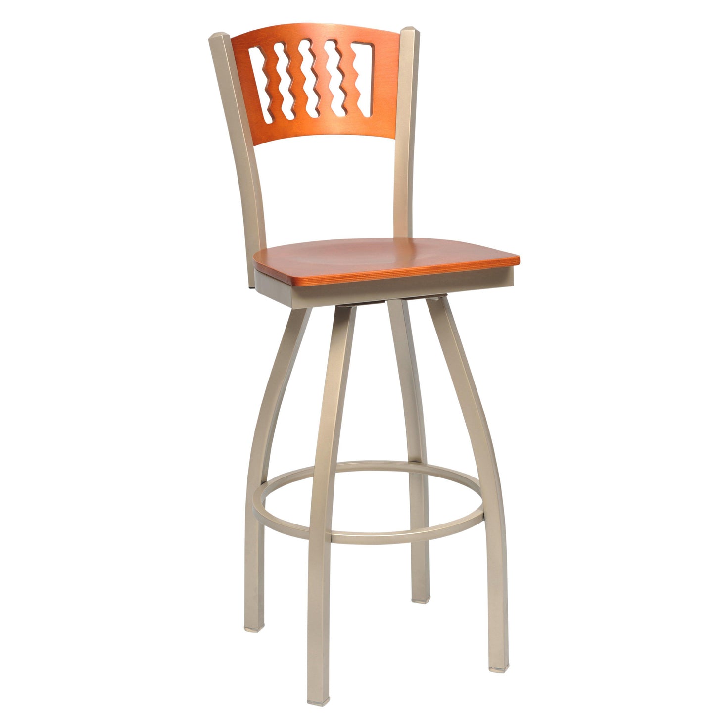 Swivel Metal Bar Stool with Wood Back-Richardson Seating