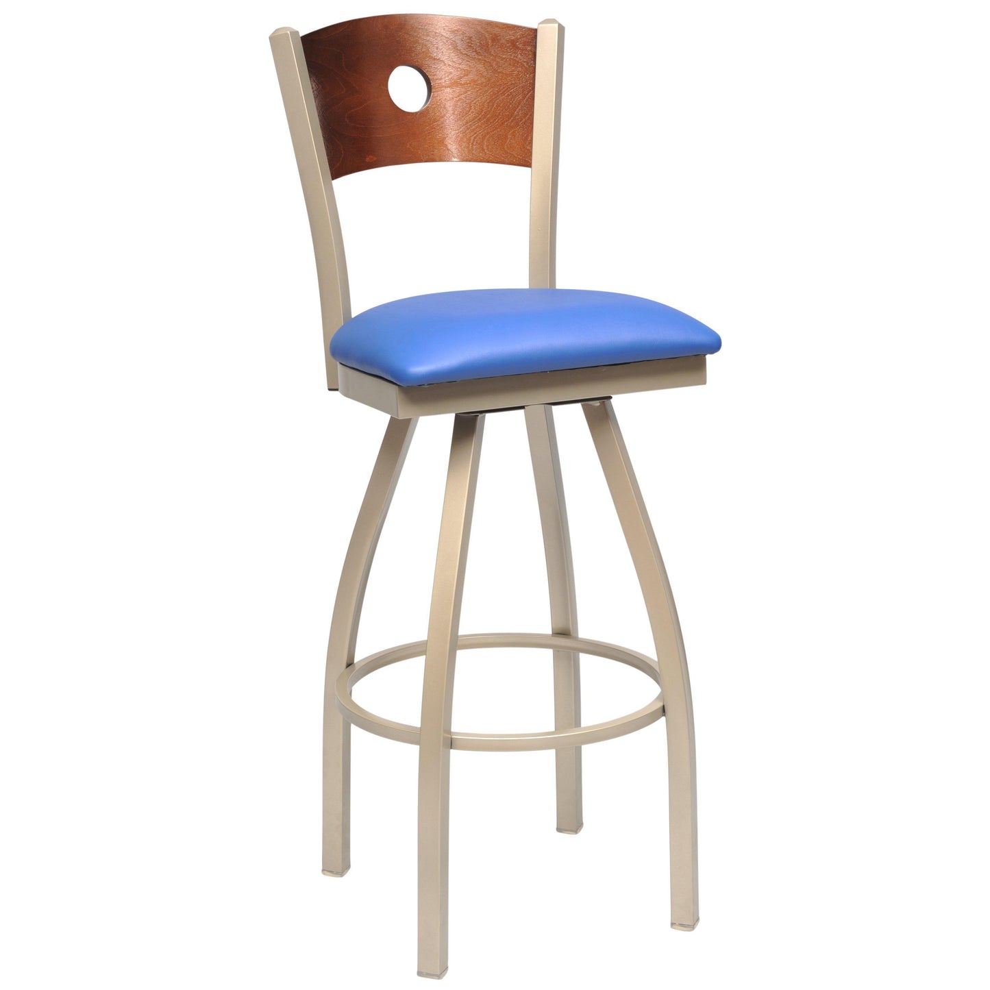 Swivel Metal Bar Stool with Wood Back-Richardson Seating