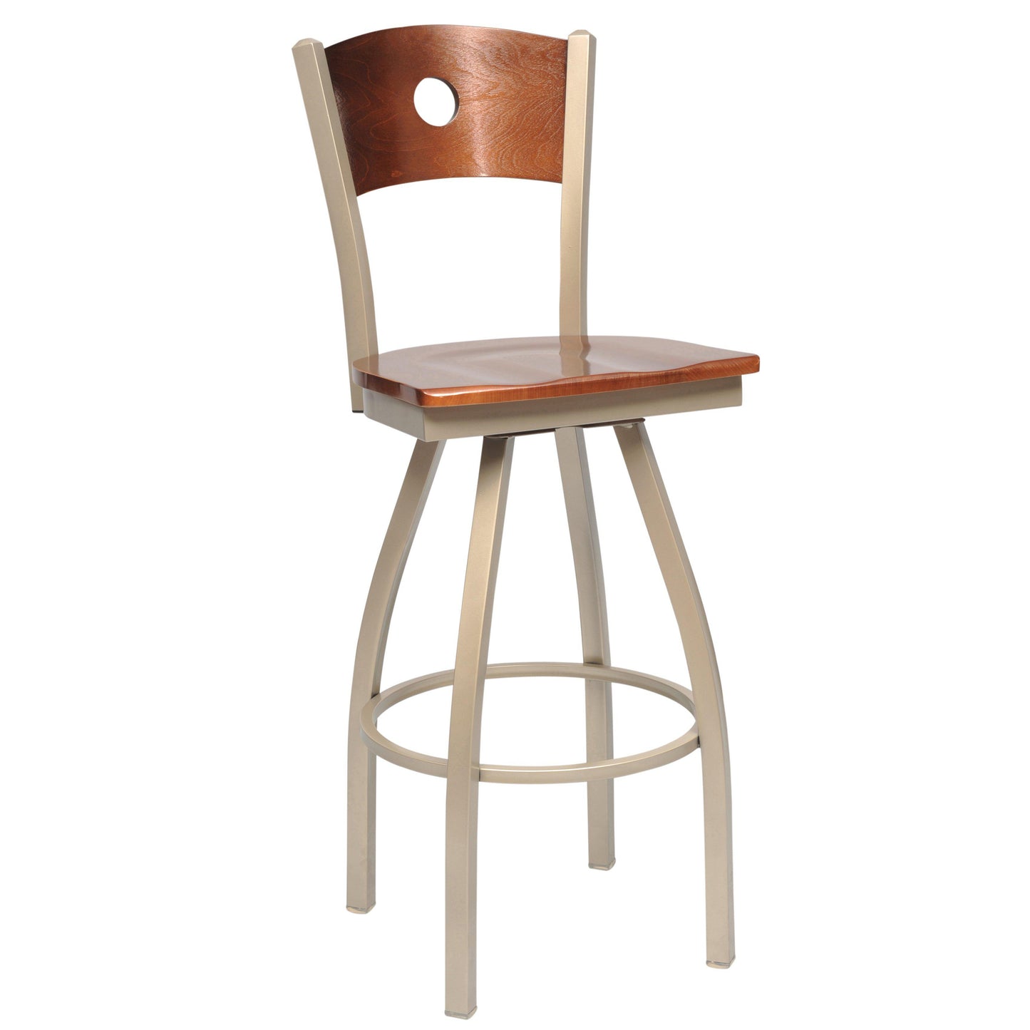 Swivel Metal Bar Stool with Wood Back-Richardson Seating