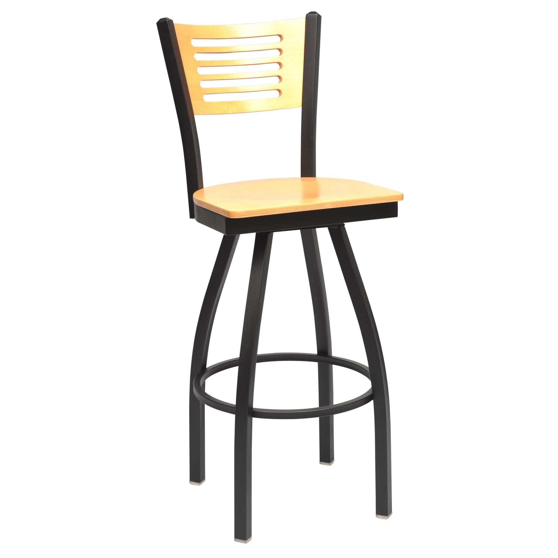 Swivel Metal Bar Stool with Wood Back-Richardson Seating