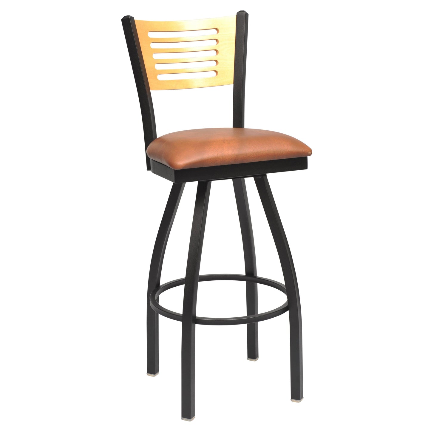 Swivel Metal Bar Stool with Wood Back-Richardson Seating