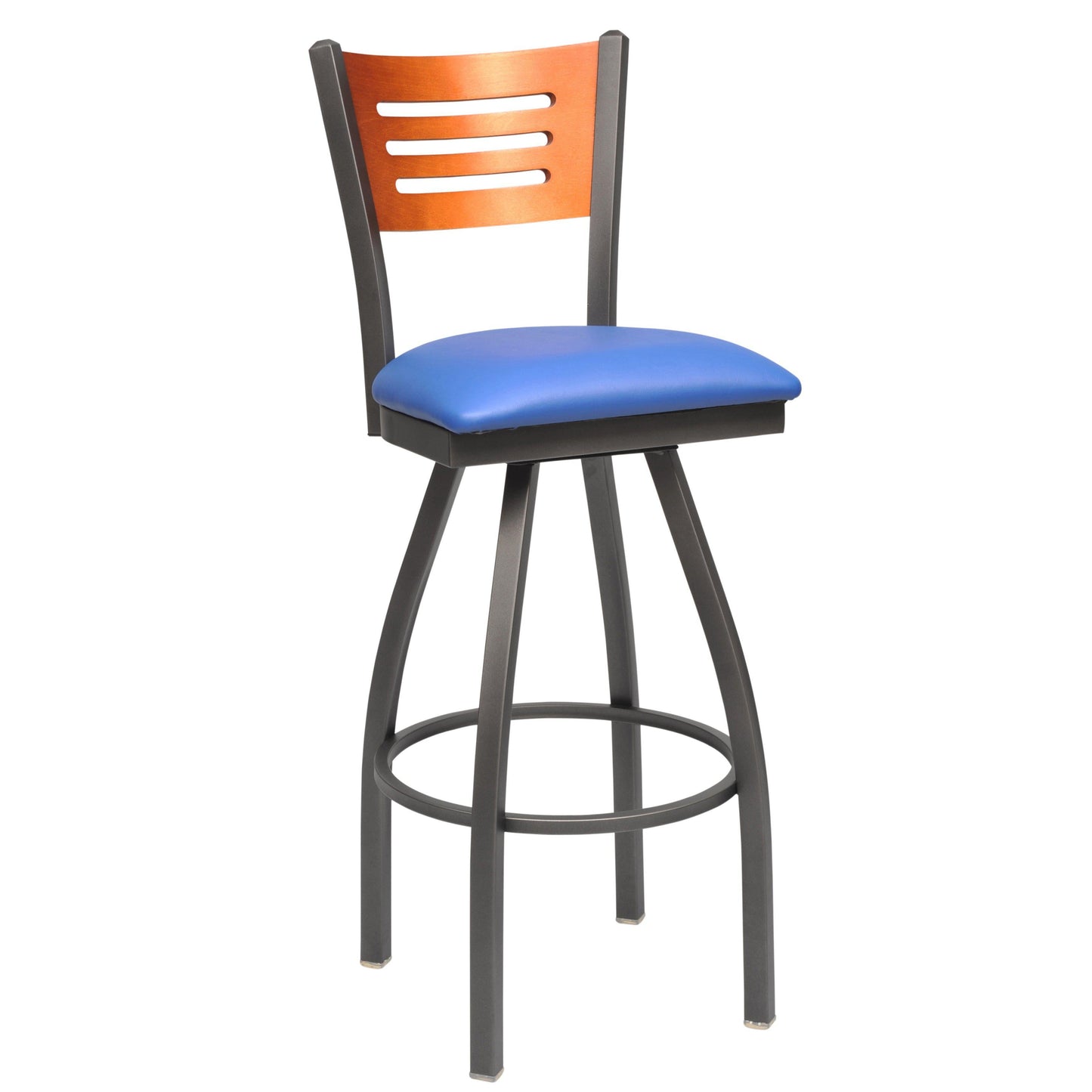 Swivel Metal Bar Stool with Wood Back-Richardson Seating