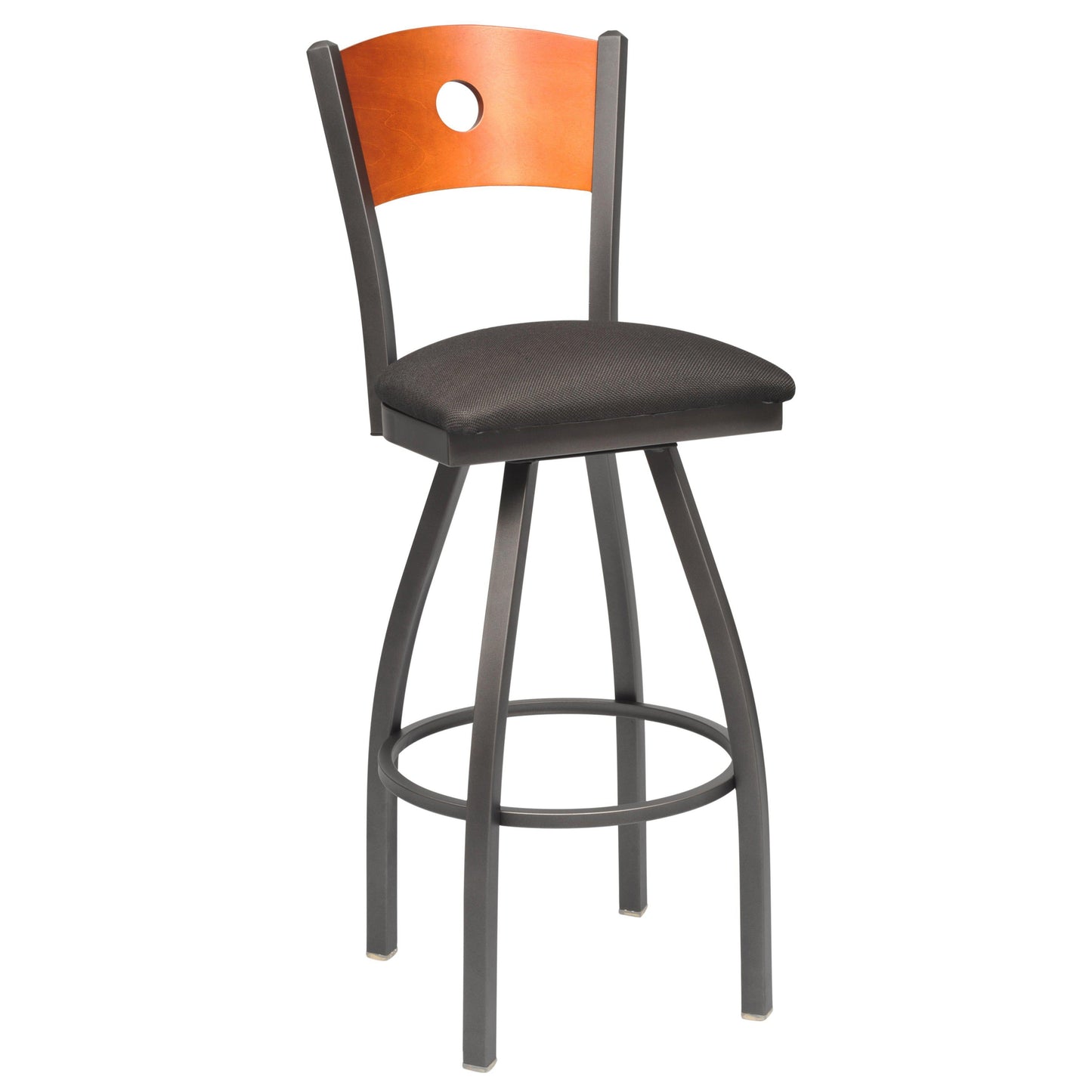 Swivel Metal Bar Stool with Wood Back-Richardson Seating