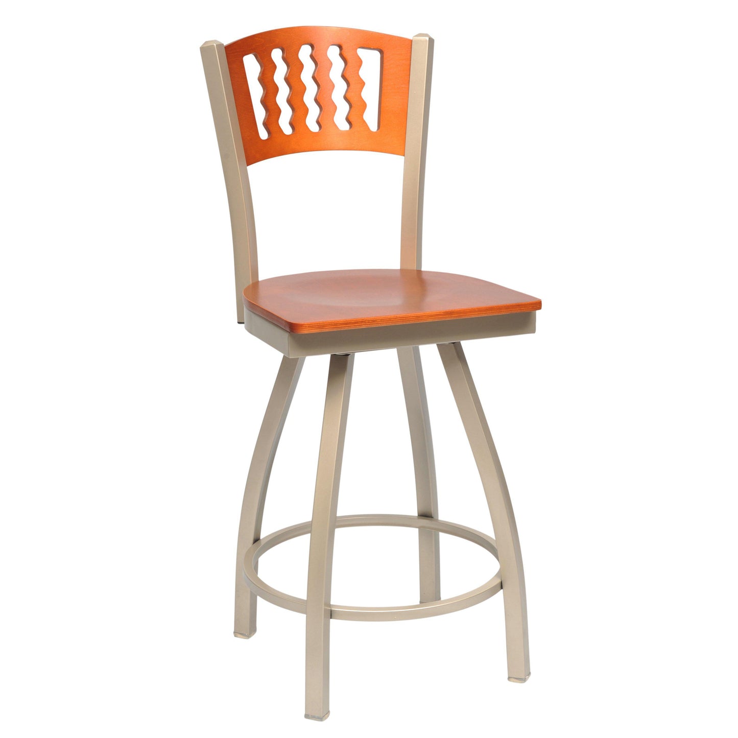 Swivel Metal Bar Stool with Wood Back-Richardson Seating