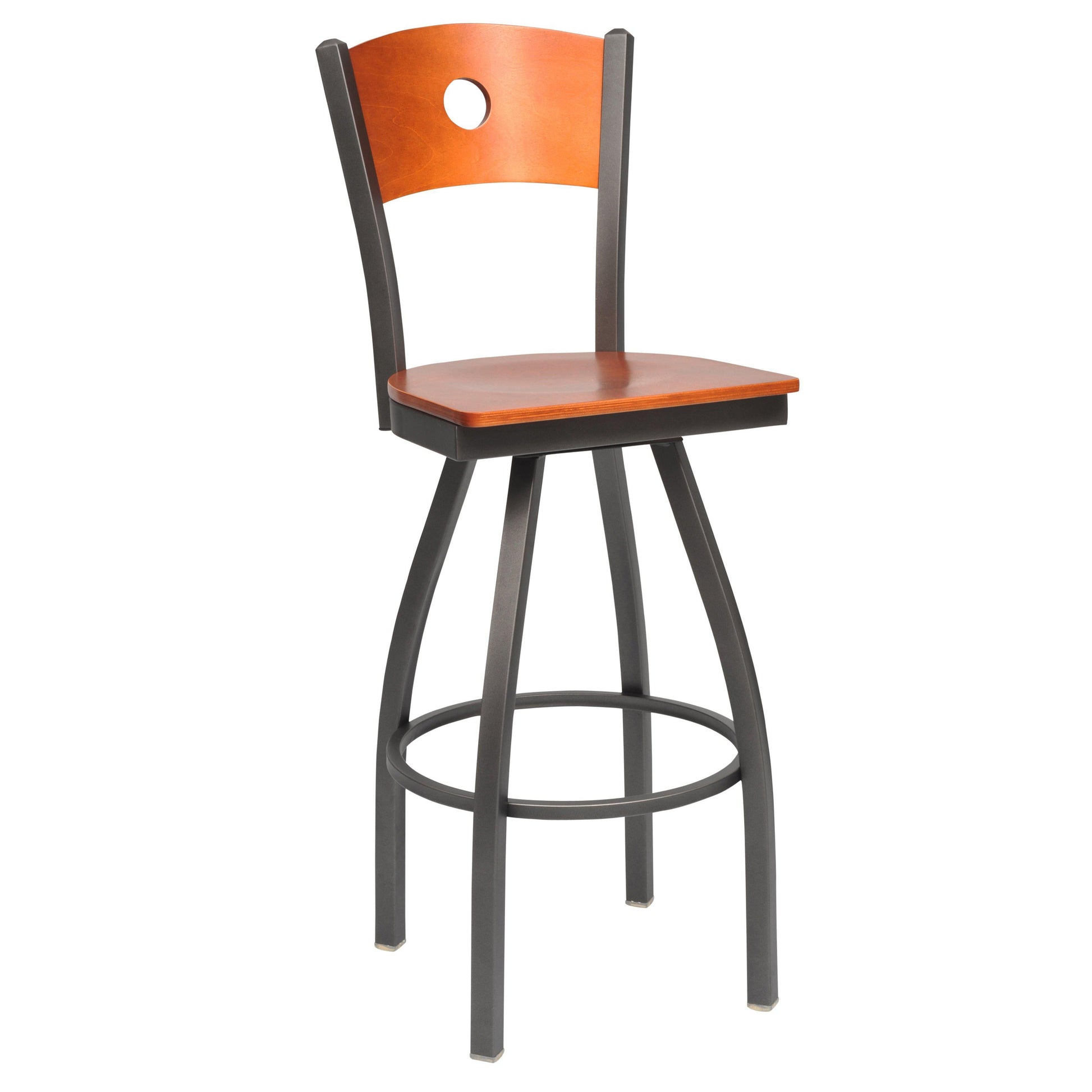 Swivel Metal Bar Stool with Wood Back-Richardson Seating