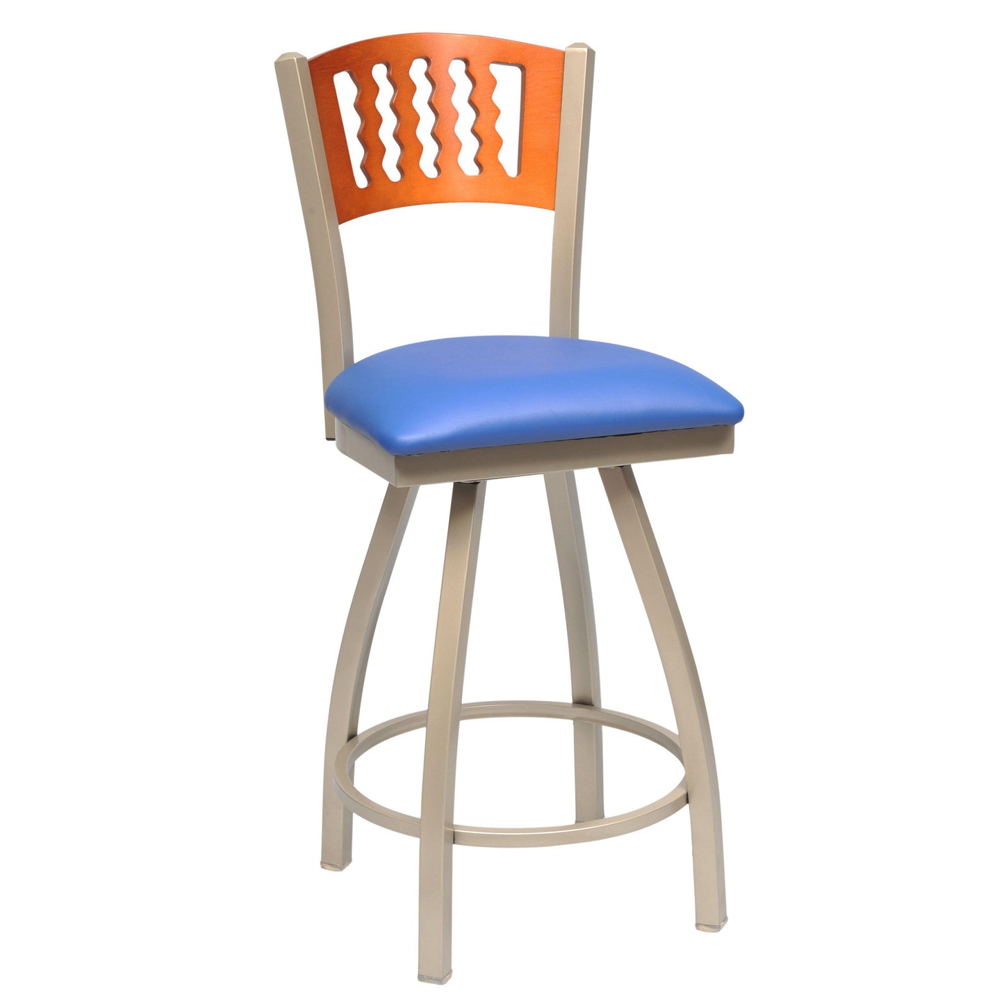 Swivel Metal Bar Stool with Wood Back-Richardson Seating