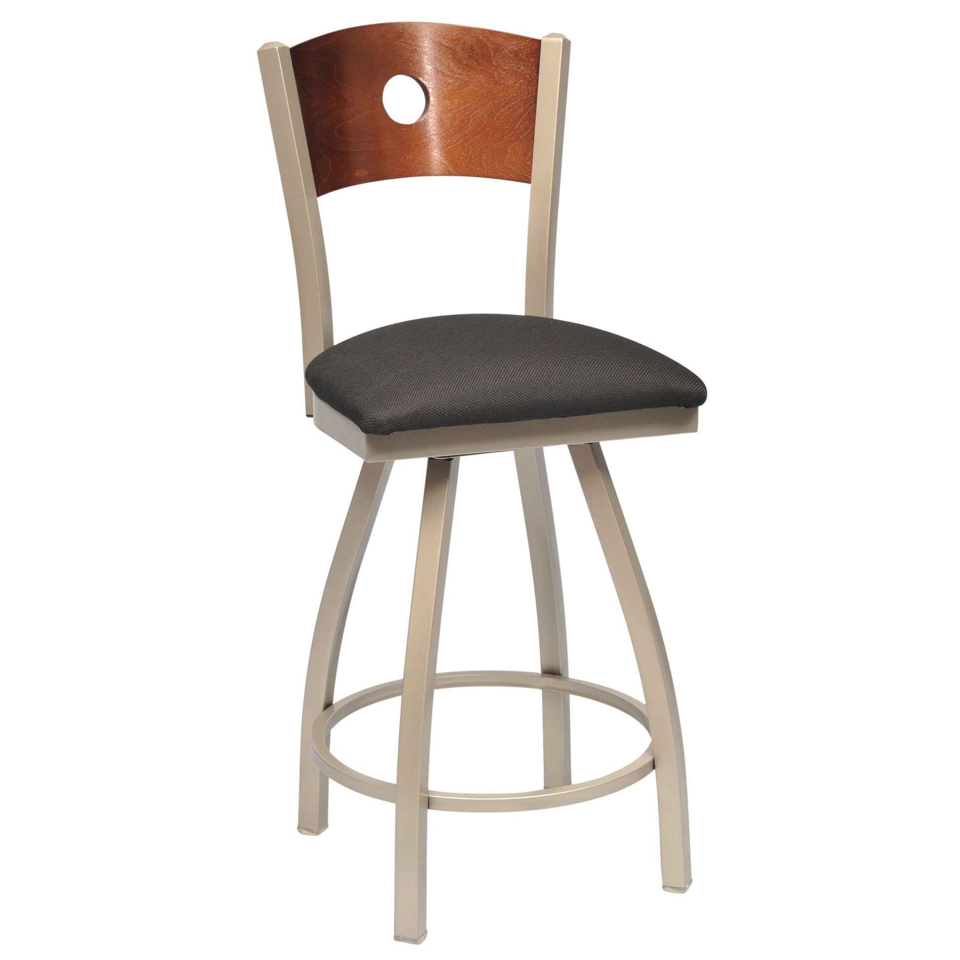 Swivel Metal Bar Stool with Wood Back-Richardson Seating