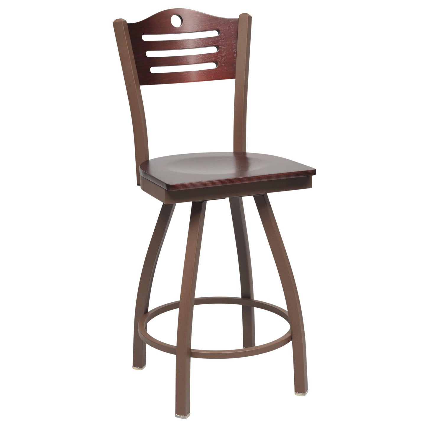 Swivel Metal Bar Stool with Wood Back-Richardson Seating