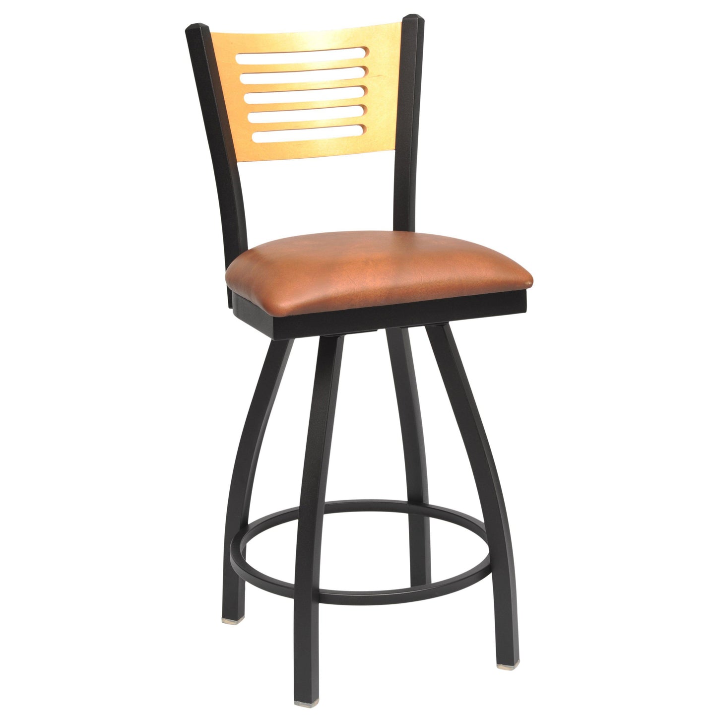 Swivel Metal Bar Stool with Wood Back-Richardson Seating