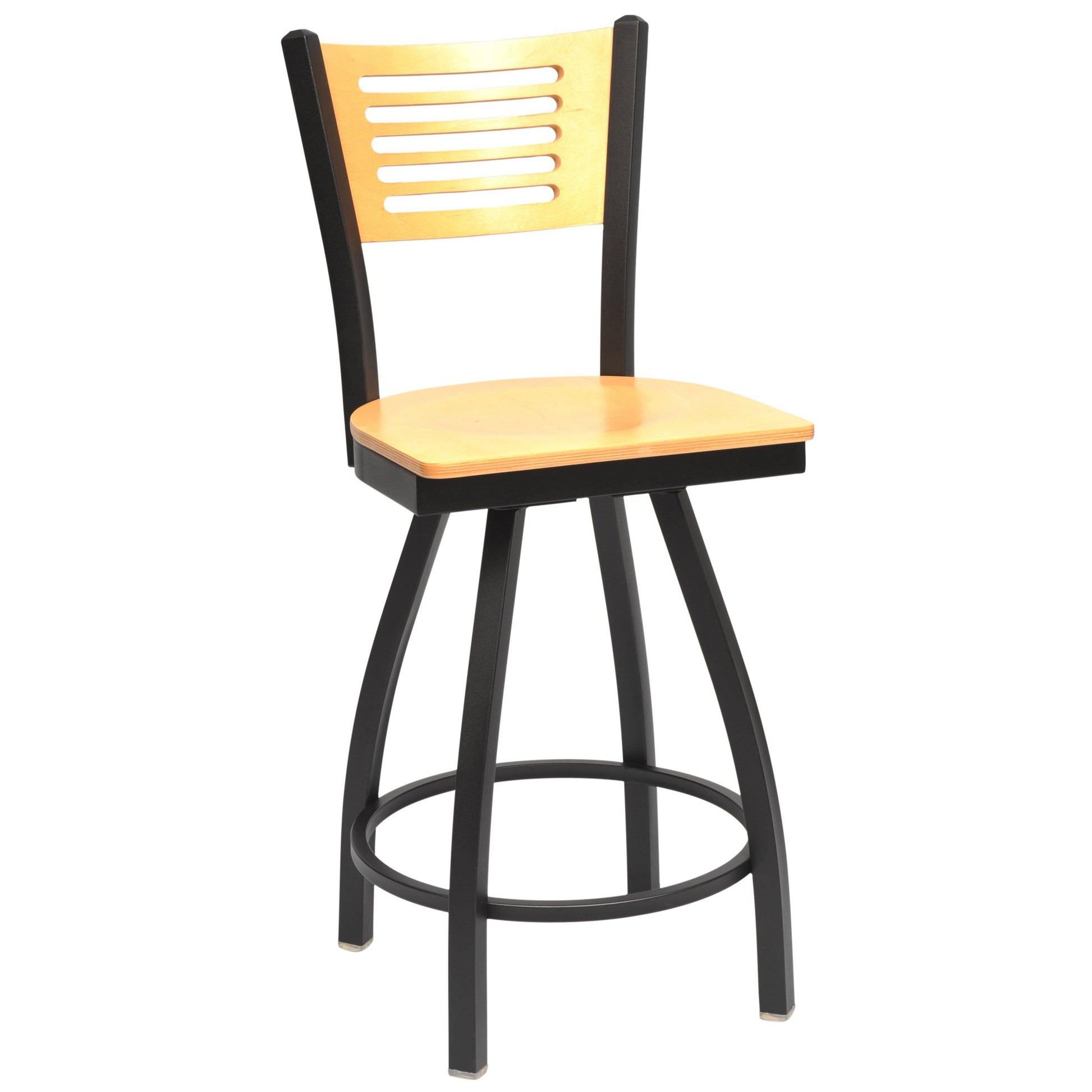 Swivel Metal Bar Stool with Wood Back-Richardson Seating