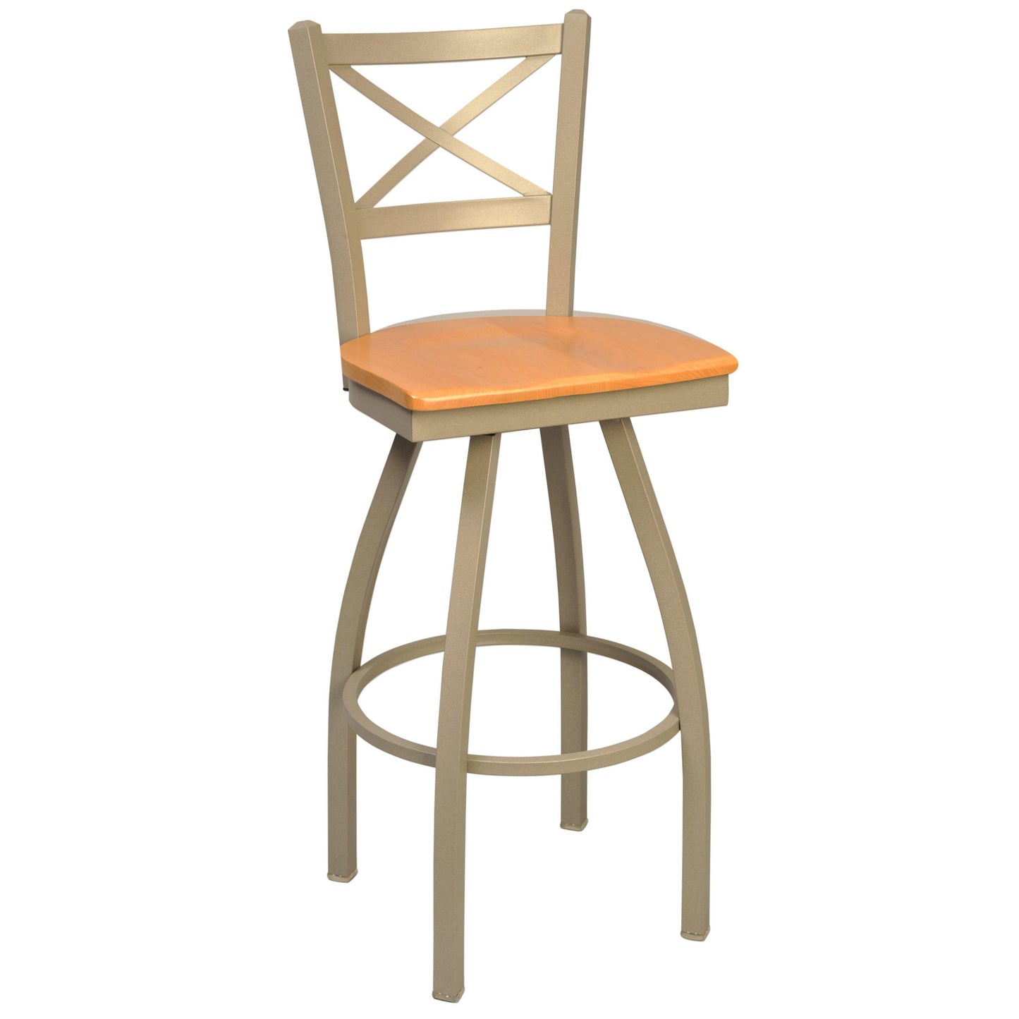 Swivel Metal Bar Stool with Wood Back-Richardson Seating