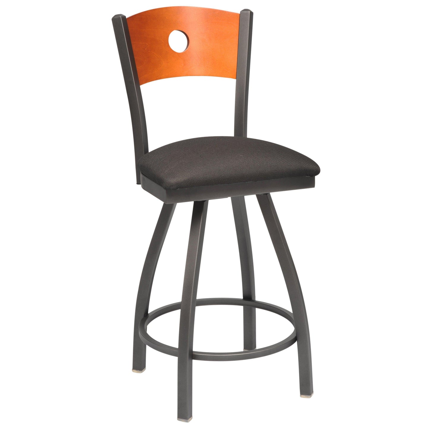 Swivel Metal Bar Stool with Wood Back-Richardson Seating