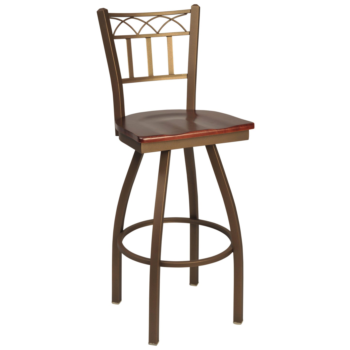 Swivel Metal Bar Stool with Wood Back-Richardson Seating