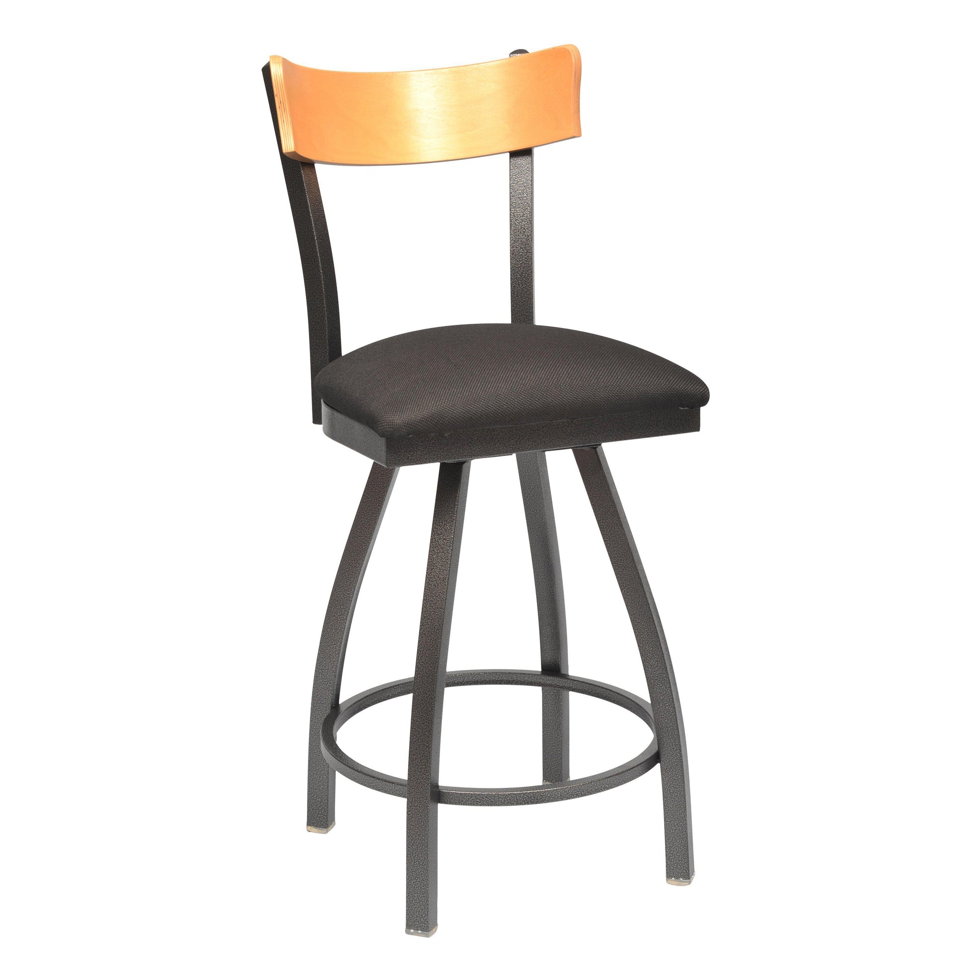 Swivel Metal Bar Stool with Wood Back-Richardson Seating